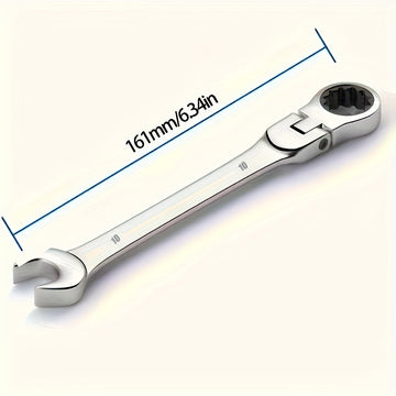1 juego de llaves de rascador de acero cromado-vanadio ProMaster - Cabeza dual de 180° giratoria, agarre ergonómico, precisión de 72 dientes, herramienta multifunción para reparación automotriz
