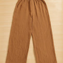 Essnce pantalones casuales de pernera ancha de 7/8 con textura y cintura anudada de unicolor para mujer
