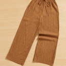 Essnce pantalones casuales de pernera ancha de 7/8 con textura y cintura anudada de unicolor para mujer