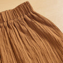 Essnce pantalones casuales de pernera ancha de 7/8 con textura y cintura anudada de unicolor para mujer