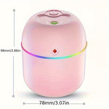 Un humidificador con alimentación USB adecuado para dormitorios, salas de estar, escritorios y automóviles, con luz ambiental, aerosol de aromaterapia y un diseño afortunado: portátil.