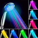 Cabezal de ducha LED portátil con 7 colores cambiantes, acabado pulido, material plástico, conexión bayoneta, funciona con agua, sin pilas