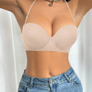 1 pieza sujetador sin espalda y sin tirantes para mujer, sujetador invisible con tirantes de espagueti con efecto push-up