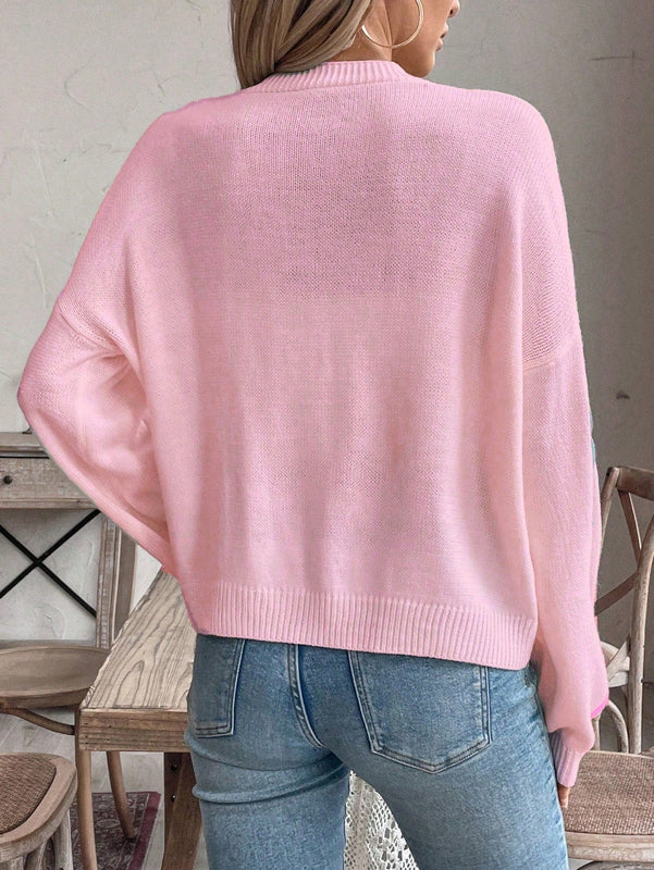 Frenchy cardigan de punto con diseno de mono colorido, elegante y de moda