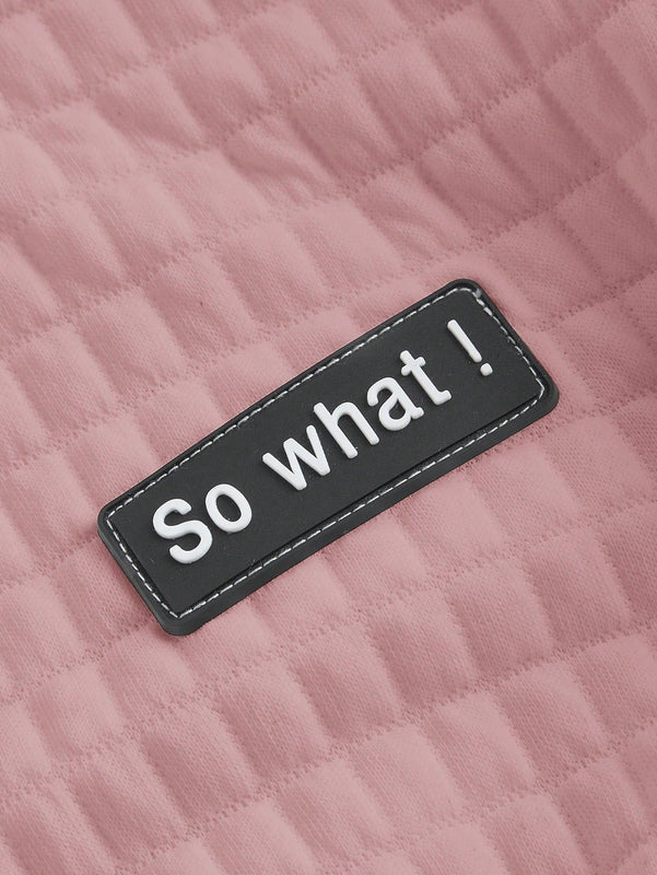 Ezwear capucha crop con slogan con parche con cordon delantero de hombros caidos