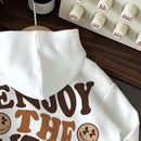 Ezwear sudadera holgada de manga larga con capucha, estampado minimalista casual, para mujer, gruesa, otono/invierno