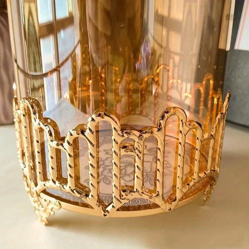 Juego de 3 piezas de frascos de vidrio dorado estilo europeo, contenedores decorativos para frutas secas con tapas, elegante decoración de sala de estar, material de vidrio, no requiere electricidad, frasco de frutas.