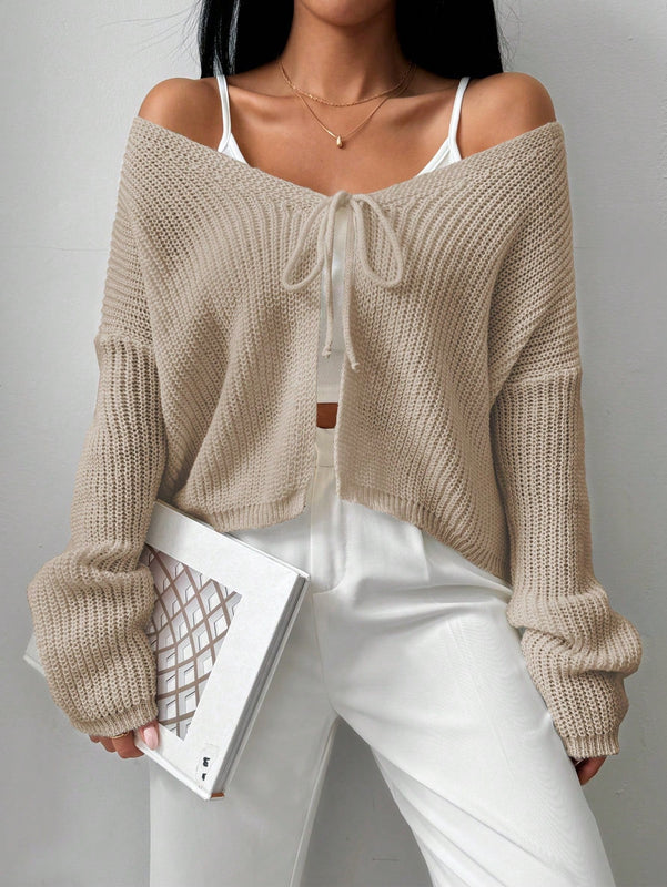 Essnce cardigan suelto y delgado de mujer con lazo adelante