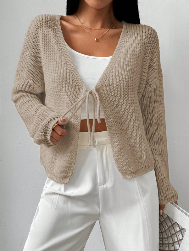 Essnce cardigan suelto y delgado de mujer con lazo adelante