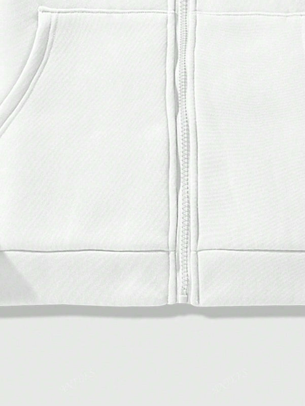 Sudadera con capucha con cierre y estampado de cruz y letras en ingles, forrada de forro polar, para mujeres, para otono/invierno