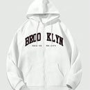 Sudadera con capucha con cierre y estampado de cruz y letras en ingles, forrada de forro polar, para mujeres, para otono/invierno