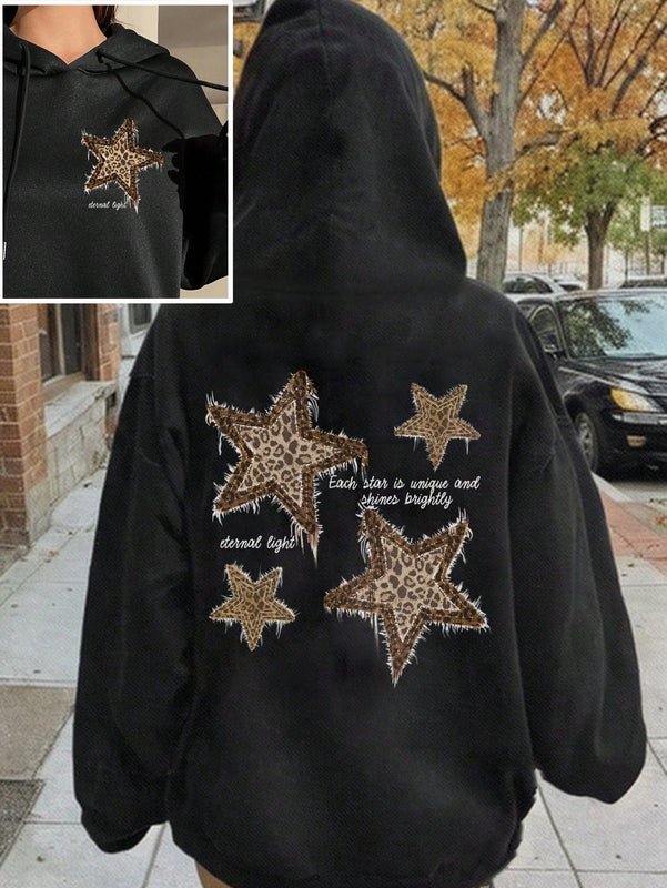 Ezwear sudadera informal tipo streetwear con lema, con corte holgado, estampado negro y rosa, para mujer, otono invierno