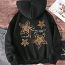 Ezwear sudadera informal tipo streetwear con lema, con corte holgado, estampado negro y rosa, para mujer, otono invierno