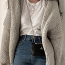 Dazy cardigan casual de uso diario de mujer, talla grande, de unicolor y con abertura frontal, para otono/invierno