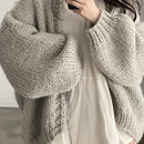 Dazy cardigan casual de manga larga de unicolor con diseno calado para mujer