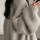 Dazy cardigan casual de manga larga de unicolor con diseno calado para mujer