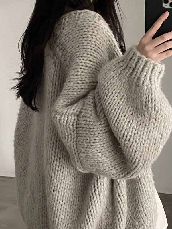 Dazy cardigan casual diario de mujer de corte holgado con hombros caidos y abertura frontal, para otono/invierno