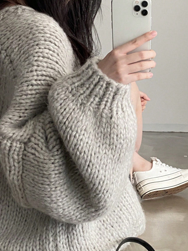 Dazy cardigan casual diario de mujer de corte holgado con hombros caidos y abertura frontal, para otono/invierno