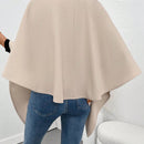 Clasi poncho/capa de mujer de unicolor, chaqueta de lana informal para otono/invierno