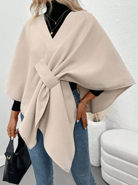 Clasi poncho/capa de mujer de unicolor, chaqueta de lana informal para otono/invierno