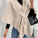 Clasi poncho/capa de mujer de unicolor, chaqueta de lana informal para otono/invierno