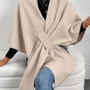 Clasi poncho/capa de mujer de unicolor, chaqueta de lana informal para otono/invierno