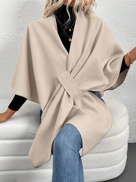 Clasi poncho/capa de mujer de unicolor, chaqueta de lana informal para otono/invierno