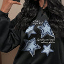 Slayr sudadera suelta informal para mujer con estampado de eslogan y estrella, para otono/invierno