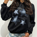 Slayr sudadera suelta informal para mujer con estampado de eslogan y estrella, para otono/invierno