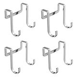 4pcs Ganchos Dobles de Acero Inoxidable - Antioxidantes, Fácil Instalación en Pared para Almacenamiento de Armarios de Cocina y Baño, Ganchos de Utilidad