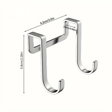 4pcs Ganchos Dobles de Acero Inoxidable - Antioxidantes, Fácil Instalación en Pared para Almacenamiento de Armarios de Cocina y Baño, Ganchos de Utilidad