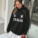 Ezwear sudadera holgada con capucha de estilo deportivo minimalista casual con patron de letra de mexico, para mujer, otono/invierno
