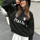 Ezwear sudadera holgada con capucha de estilo deportivo minimalista casual con patron de letra de mexico, para mujer, otono/invierno