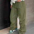 Pantalones anchos de carga para mujer, cintura baja, pantalones de chandal estilo hip hop con cordon, piernas anchas sueltas, pantalones de chandal hippie