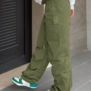 Pantalones anchos de carga para mujer, cintura baja, pantalones de chandal estilo hip hop con cordon, piernas anchas sueltas, pantalones de chandal hippie