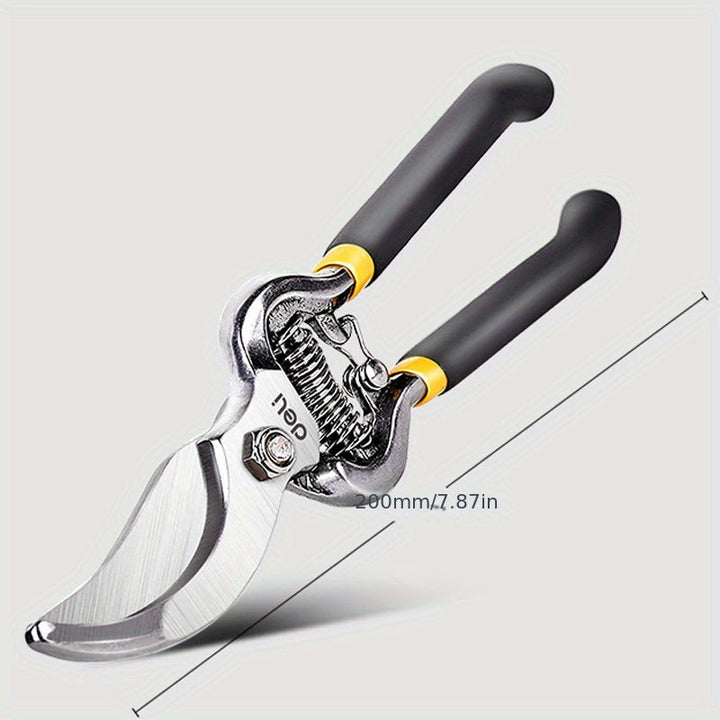 Tijeras de Podar Profesionales para Ramas de Árboles de Jardín - Secadores Ergonómicos con Agarre Cómodo, Hojas de Acero Inoxidable, Mangos Negros y Amarillos, Operación Manual, No Requiere Energía, Tijeras de Podar para Jardín