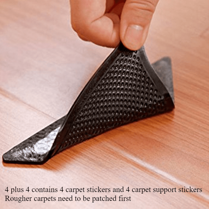 Conjunto de 8 Piezas de Cinta y Almohadillas de Silicona Ultra-Antideslizantes para Alfombras - Reutilizables, Lavables, Agarraderas Antideslizantes para el Hogar, Oficina, Dormitorio y Sala de Estar - Fácil de Instalar, Duradero, Almohadillas Adhesivas