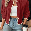 Franclia cardigan casual corto de punto con botones con forma de corazon para mujer, para otono/invierno