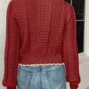 Franclia cardigan casual corto de punto con botones con forma de corazon para mujer, para otono/invierno