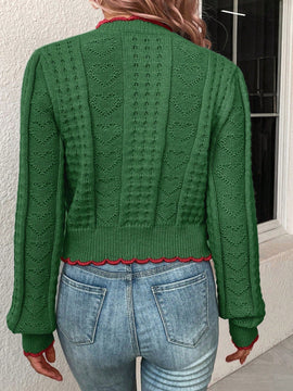 Franclia cardigan casual corto de punto con botones con forma de corazon para mujer, para otono/invierno
