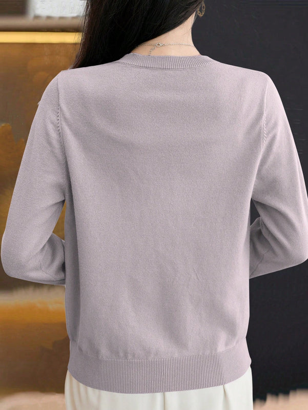 Essnce cardigan suelto y casual de mujer de un solo abotonado, de color liso, manga larga, para otono/invierno