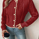 Franclia cardigan casual corto de punto con botones con forma de corazon para mujer, para otono/invierno
