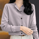 Essnce cardigan suelto y casual de mujer de un solo abotonado, de color liso, manga larga, para otono/invierno
