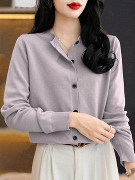 Essnce cardigan suelto y casual de mujer de un solo abotonado, de color liso, manga larga, para otono/invierno