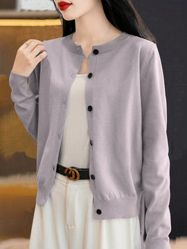 Essnce cardigan suelto y casual de mujer de un solo abotonado, de color liso, manga larga, para otono/invierno