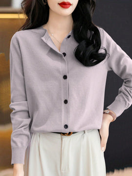 Essnce cardigan suelto y casual de mujer de un solo abotonado, de color liso, manga larga, para otono/invierno
