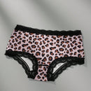 3 piezas de bragas de mujer sexy, suaves y transpirables con parches de encaje de estampado de leopardo