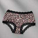 3 piezas de bragas de mujer sexy, suaves y transpirables con parches de encaje de estampado de leopardo