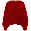 Moosta cardigan informal de manga de globo con nudo delantero de unicolor para otono/invierno
