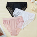 3 piezas/conjunto de bragas de cintura media con encaje